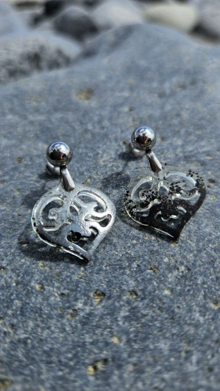 Kousek pláže - náušnice stud stříbrné barvy velký malé ornamenty
