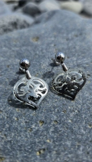 Kousek pláže - náušnice stud stříbrné barvy velký malé ornamenty